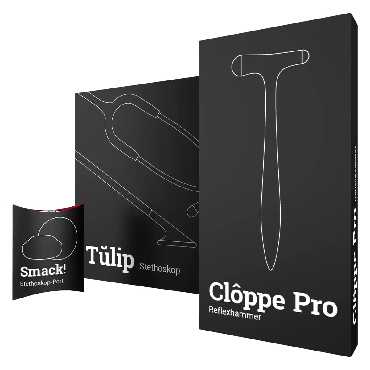  Value bundle: Tŭlip stethoscope + Clôppe Pro reflex hammer + Smack name tag