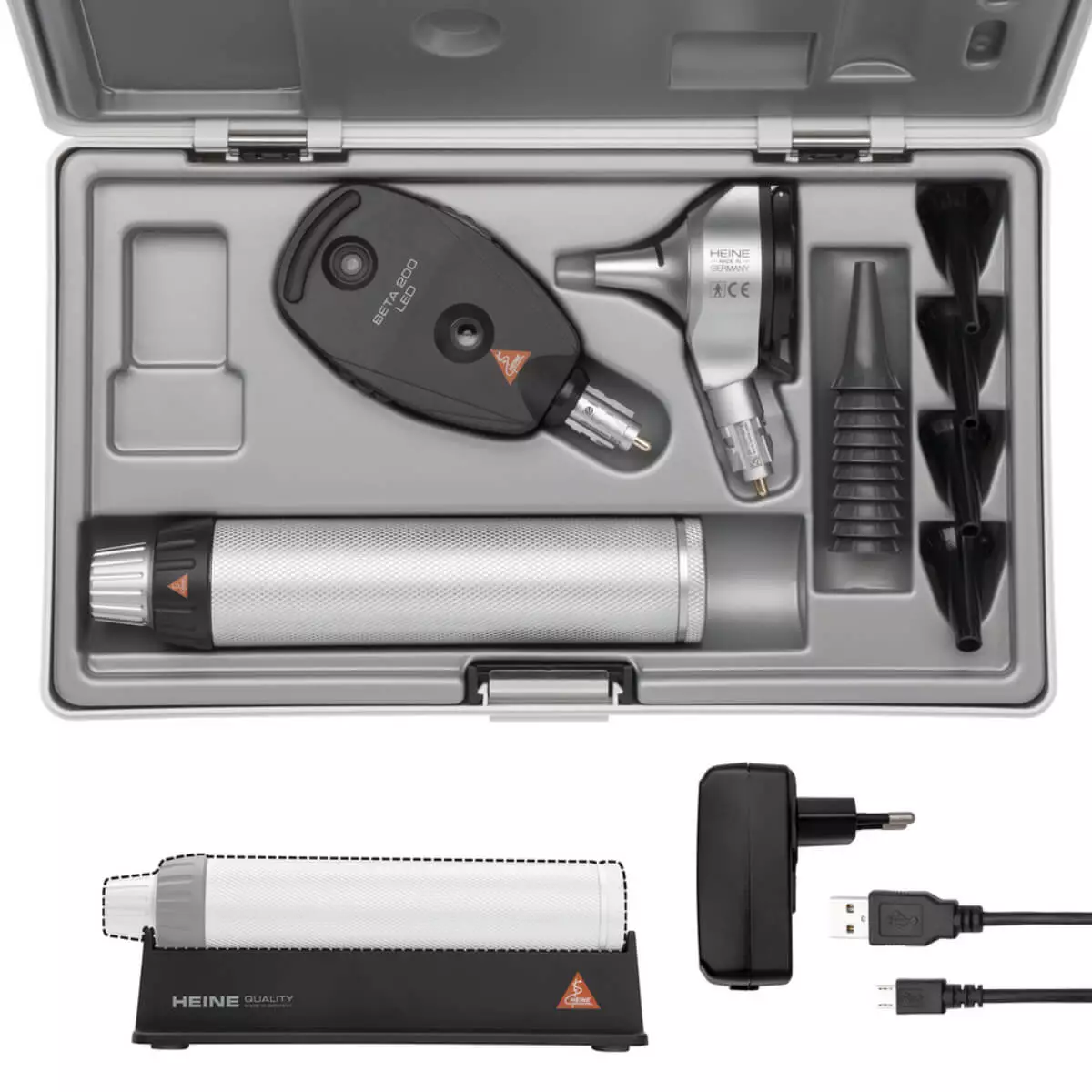  HEINE BETA 400 LED FO otoscope and BETA 200 LED ophthalmoscope kit