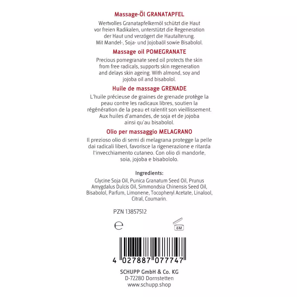  Massage oil pomegranate