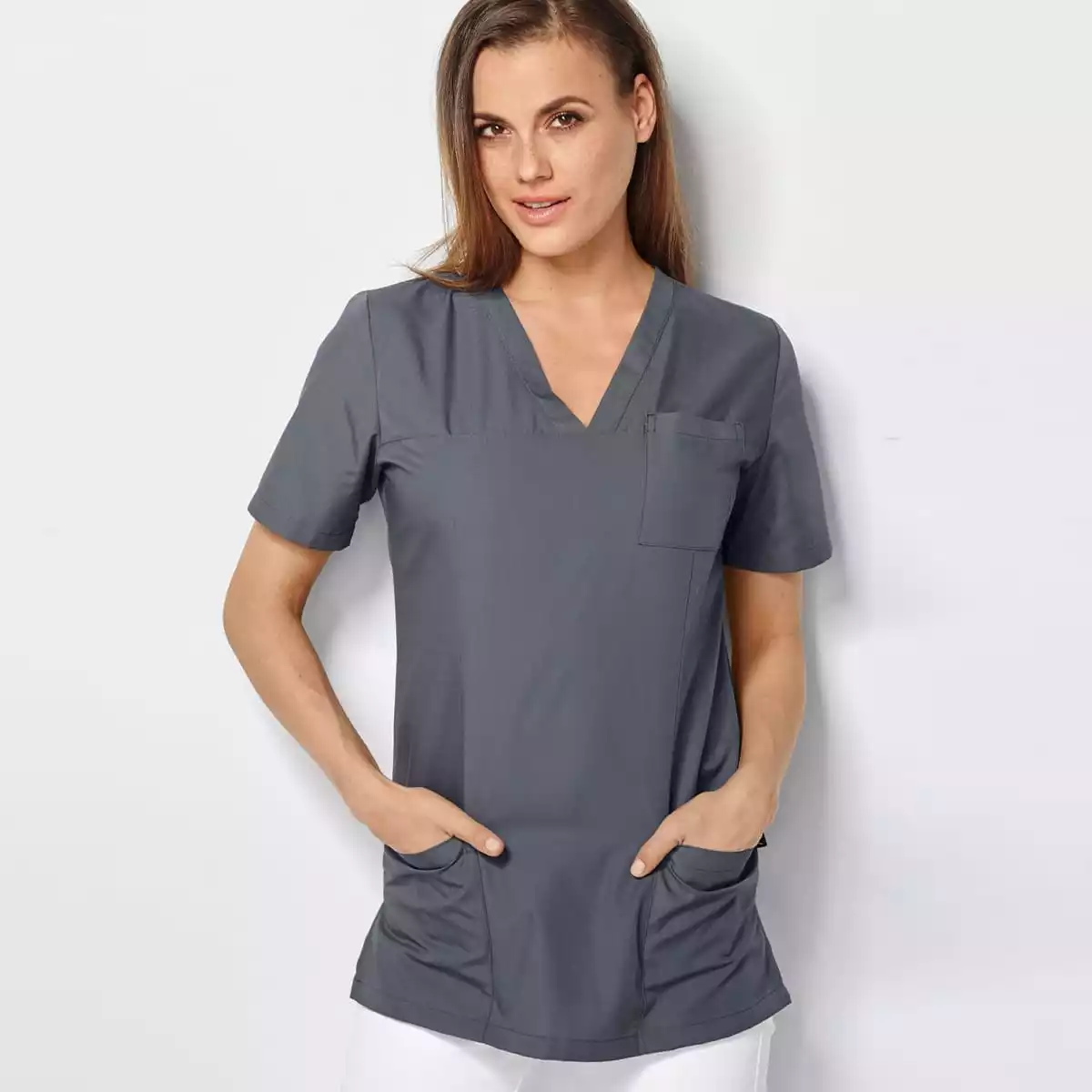  Ladies’ scrub top Roma with V-neck