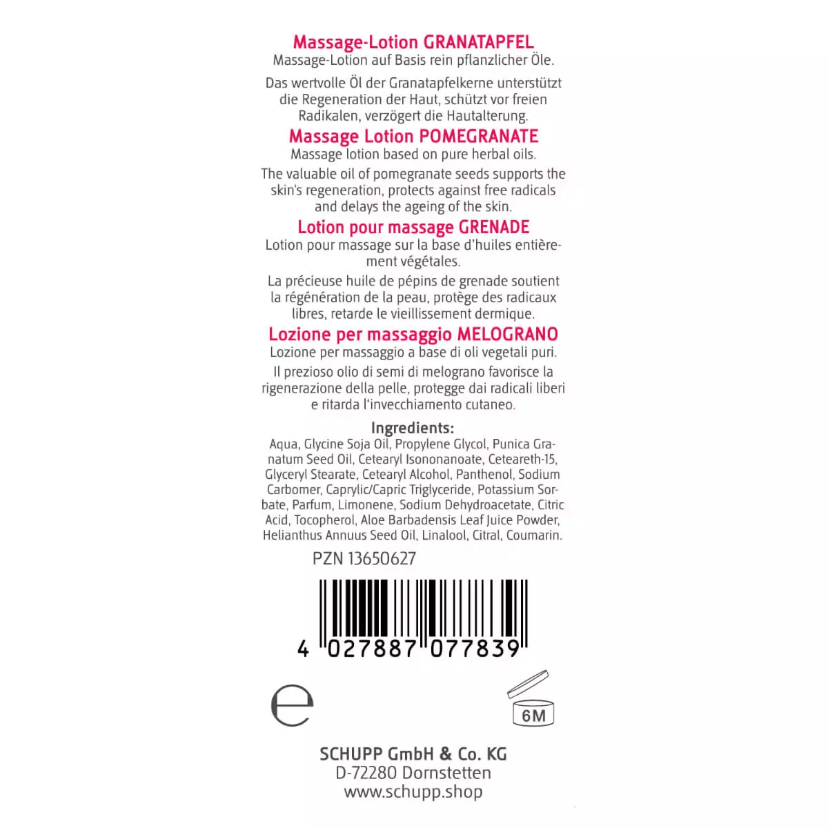  Massage lotion pomegranate