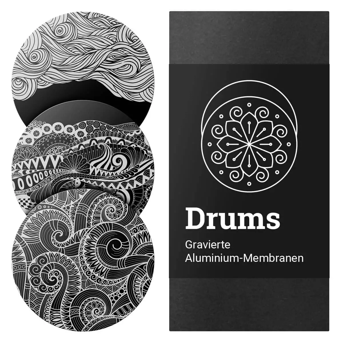  Engraved aluminum membrane set “Drums”