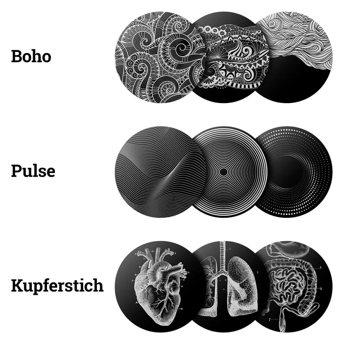  Engraved aluminum membrane set “Drums”