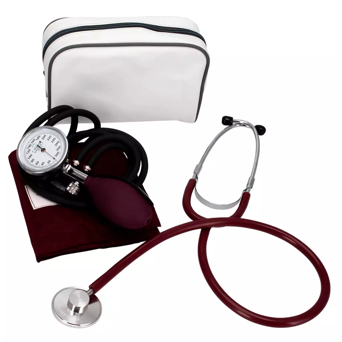  Set with blood pressure monitor and flat stethoscope