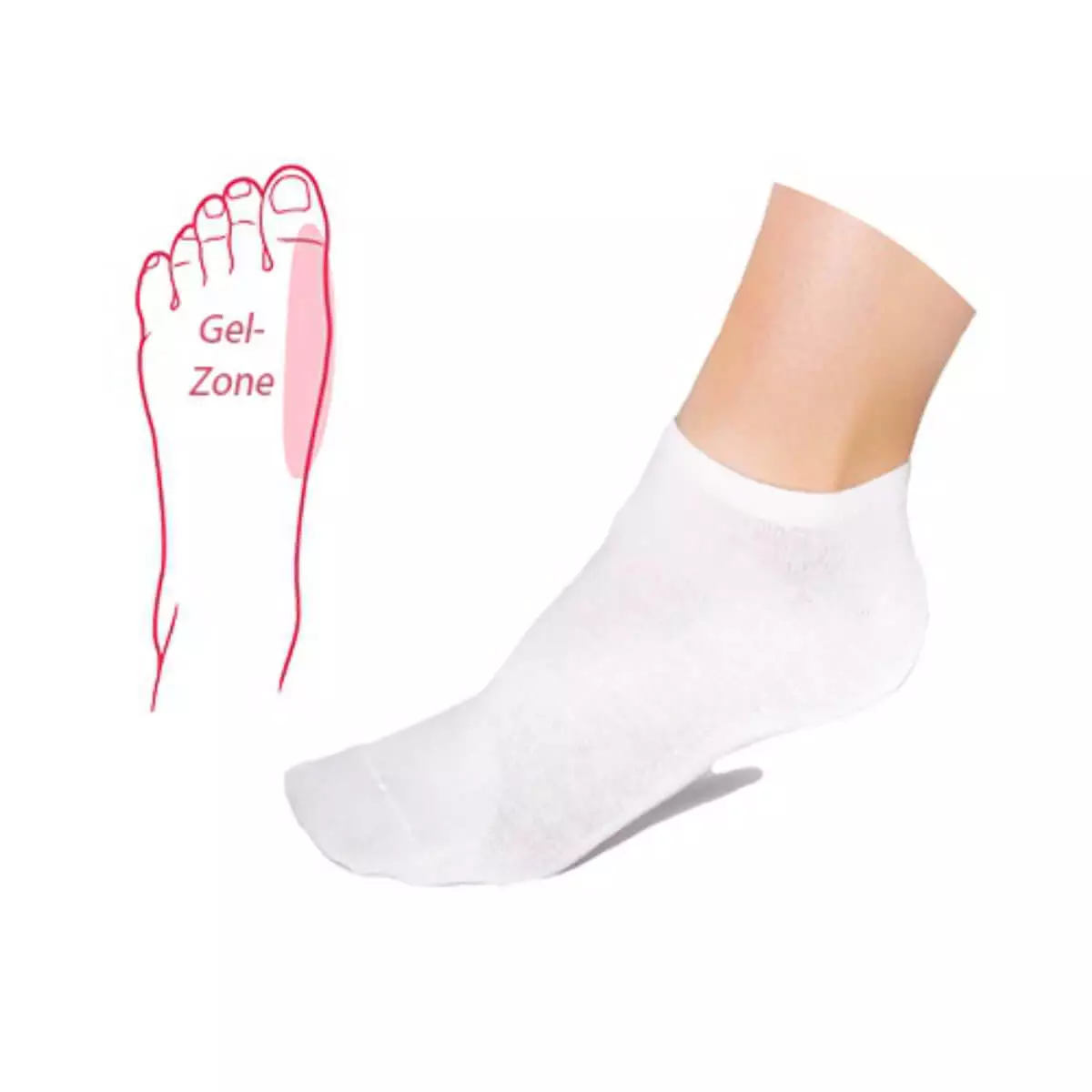  Socks with integrated hallux gel zone