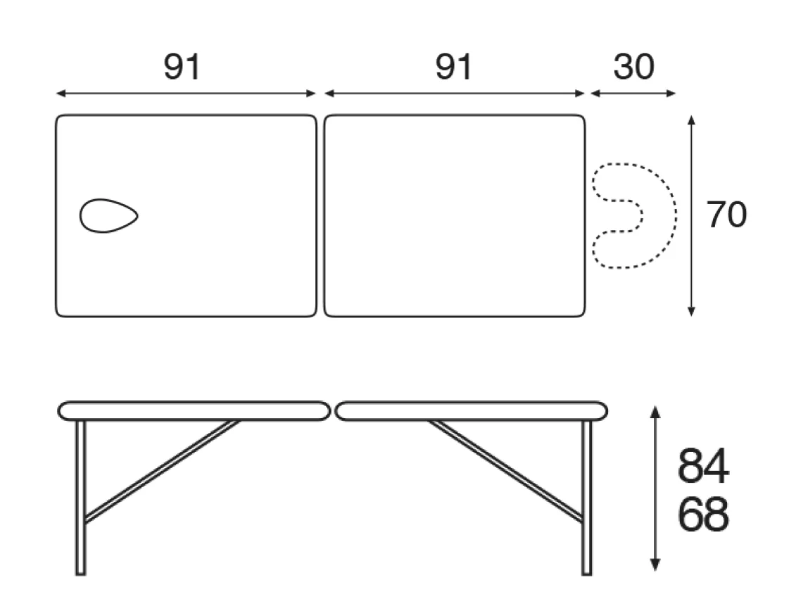  Height adjustable suitcase massage bench
