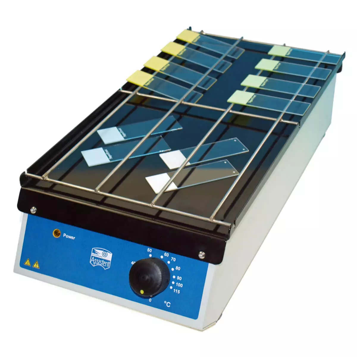  Microscope slide drying bench with heater