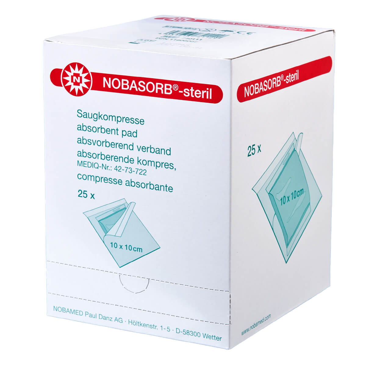 Buy NOBAMED NOBASORB sterile absorbent compress 11 cm x 10 cm online