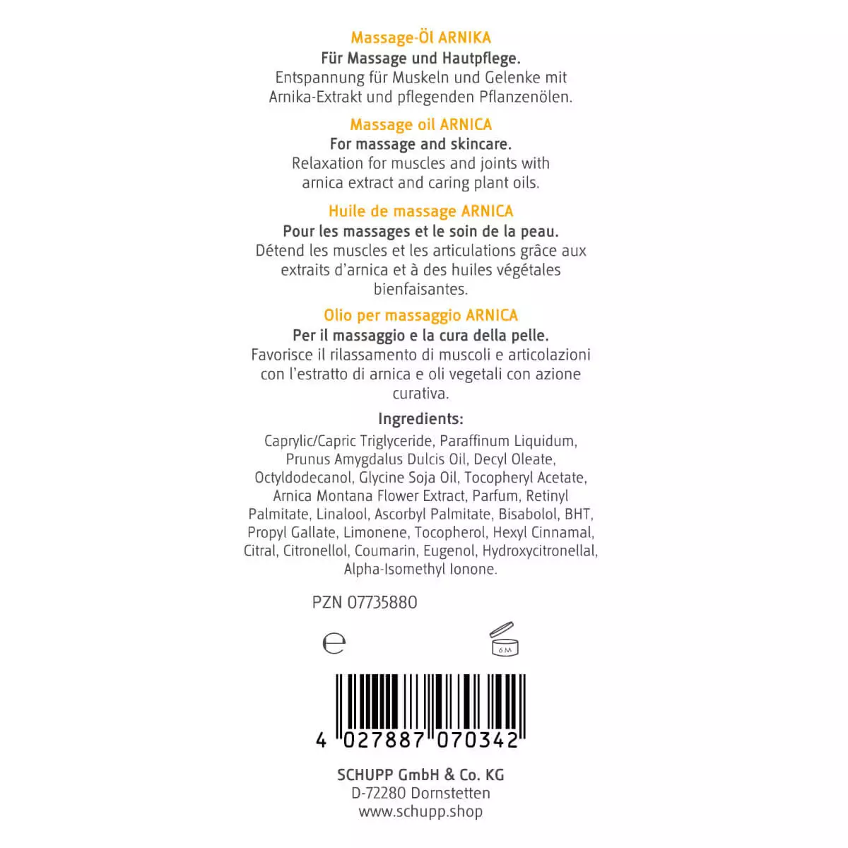  Massage oil arnica