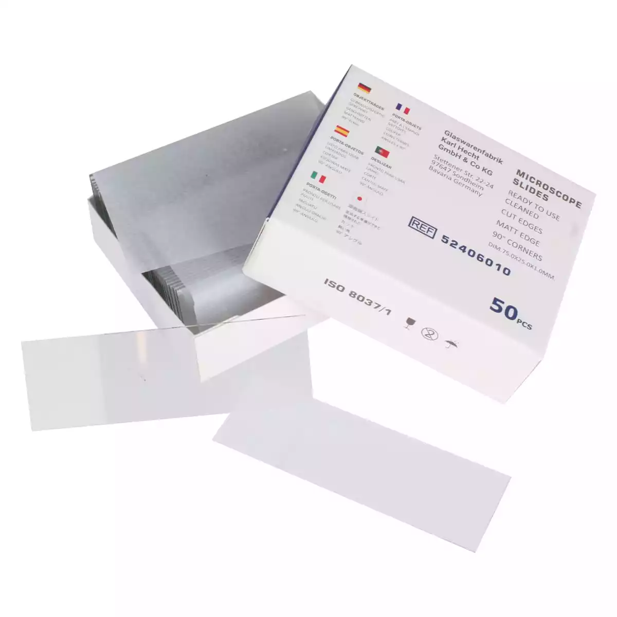 Microscope slides with and without labeling field Microscope slides with and without labeling field