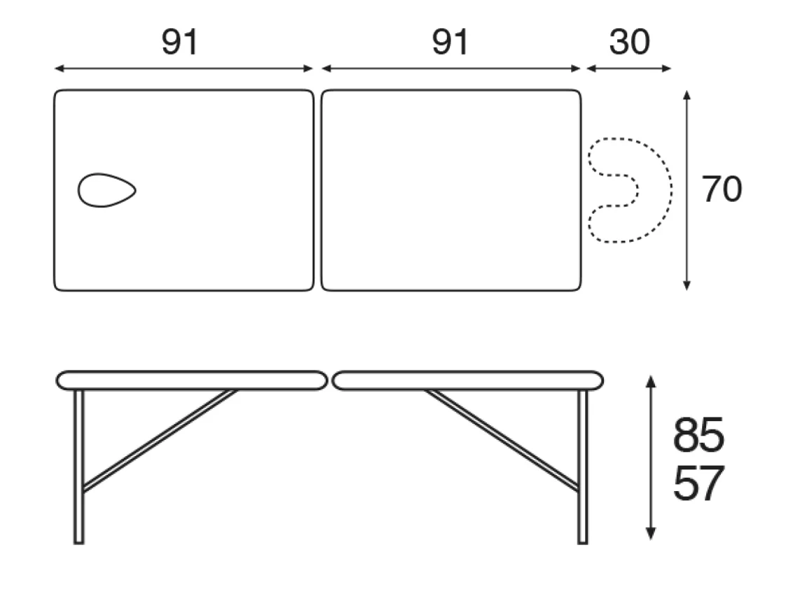  Height adjustable suitcase massage bench