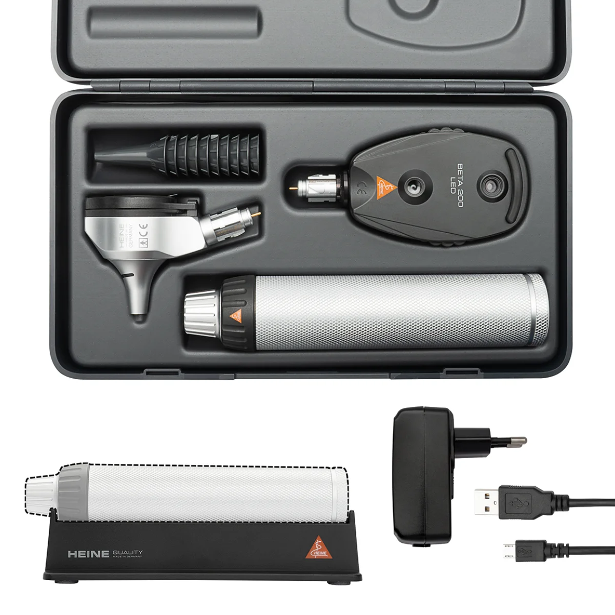 HEINE BETA 200 LED F.O. otoscope & BETA 200 LED ophthalmoscope in a set HEINE BETA 200 LED F.O. otoscope & BETA 200 LED ophthalmoscope in a set