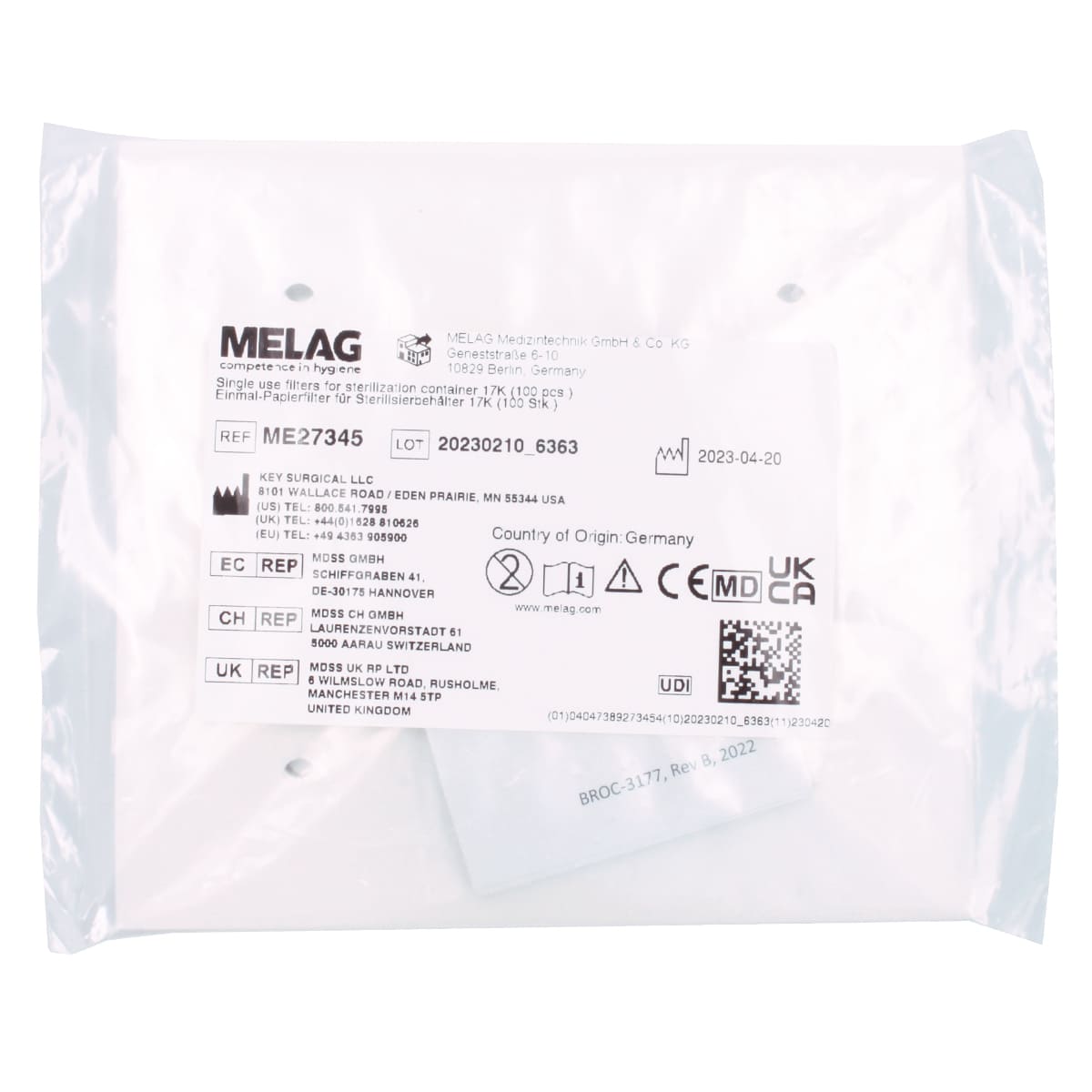 Buy MELAG Single-use Filter Paper Melag 17K sterilization container online