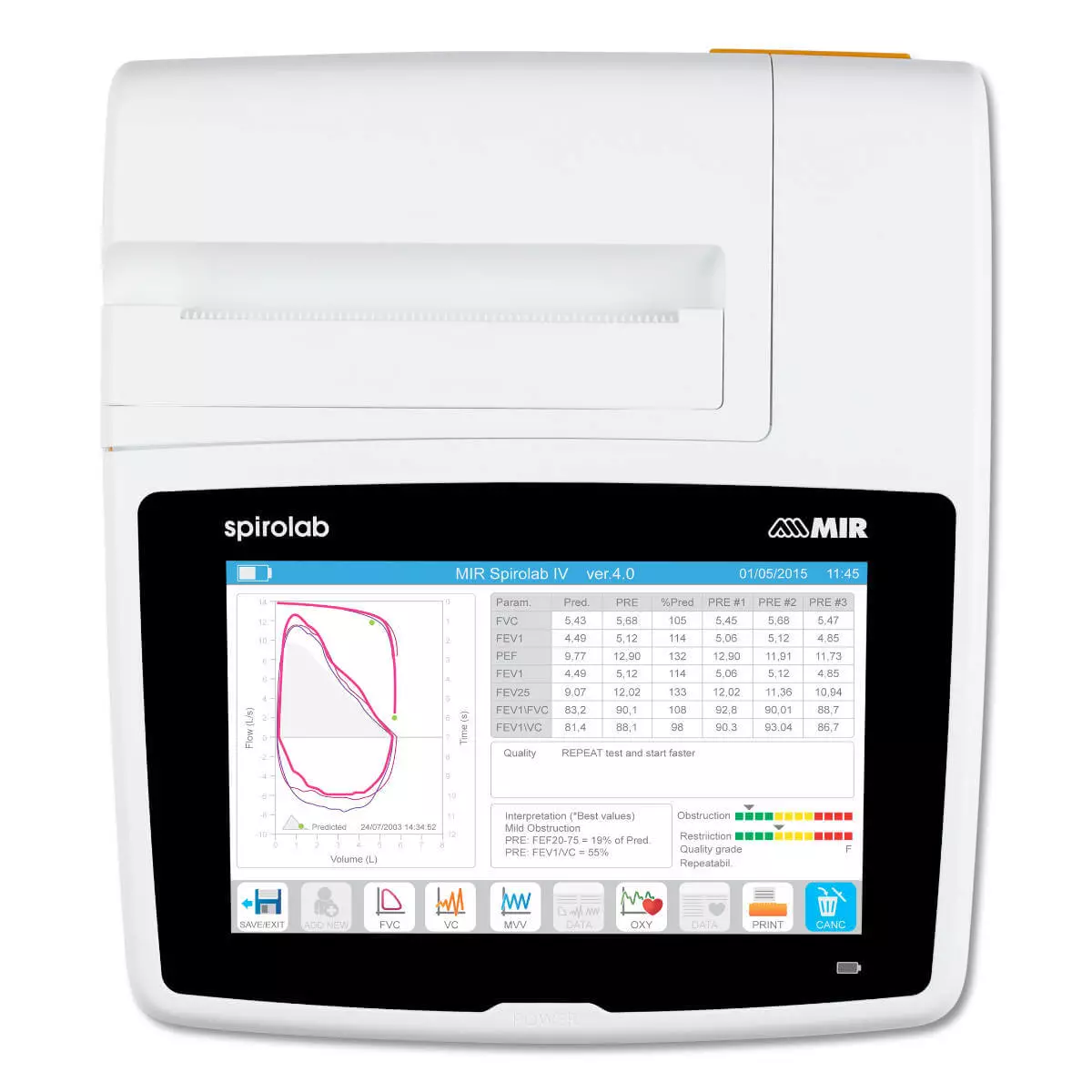  Spirolab touchscreen desk spirometer