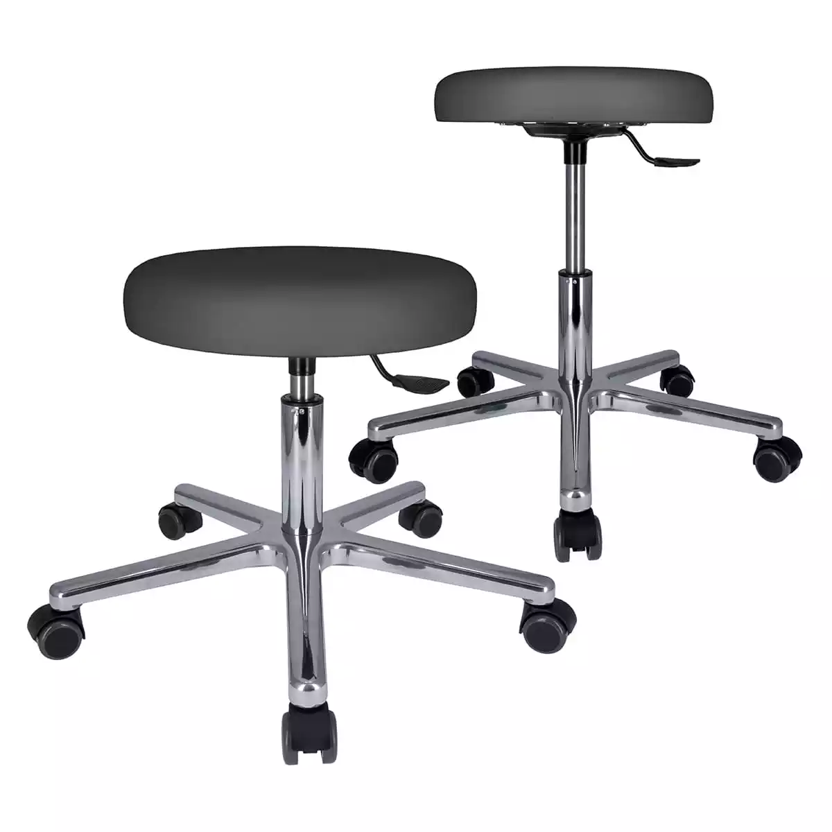  Swivel roll stool with aluminum base
