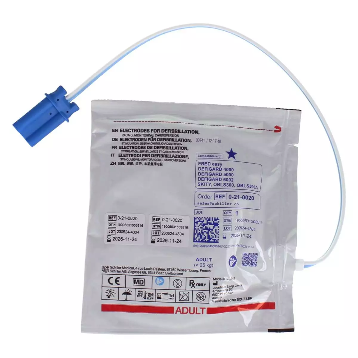  Pre-connected electrodes for FRED easy defibrillator