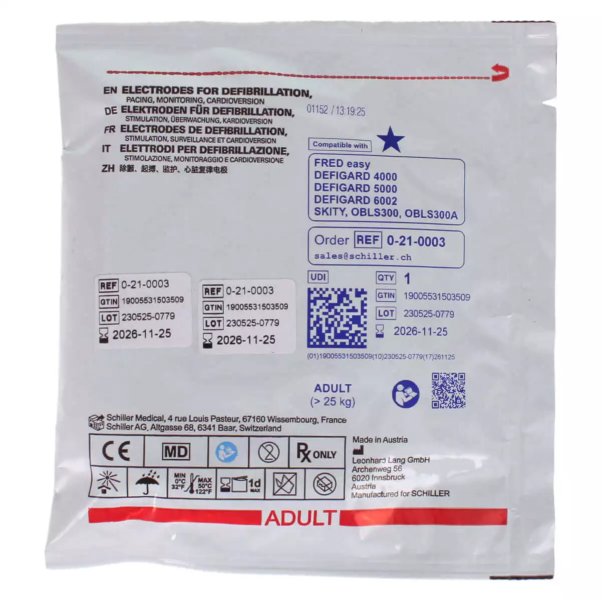  Pre-connected electrodes for FRED easy defibrillator