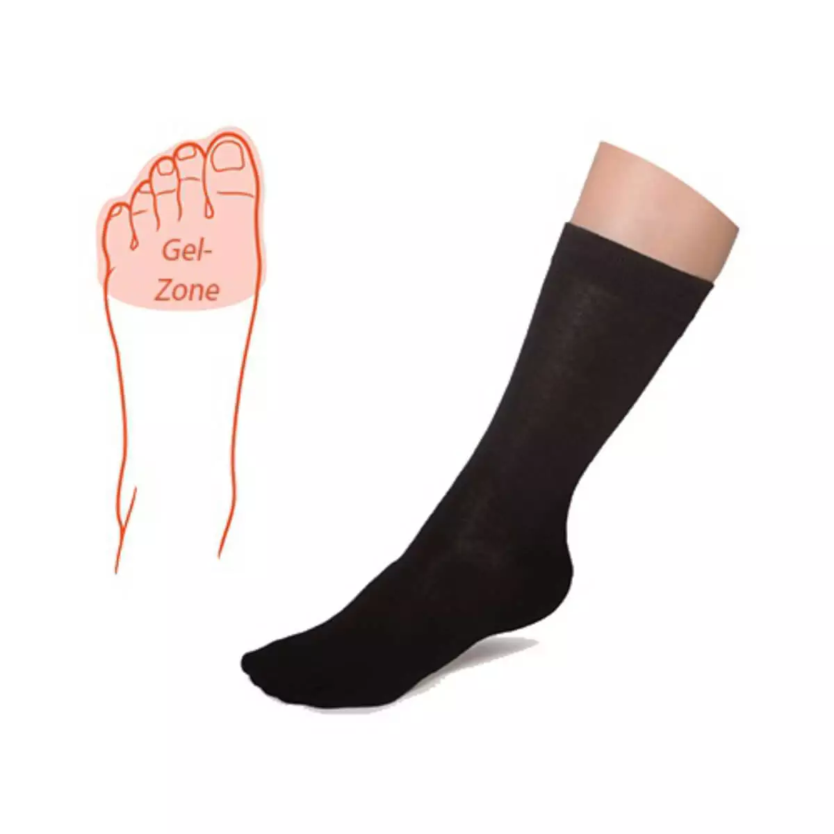  Stockings with integrated toe gel zone