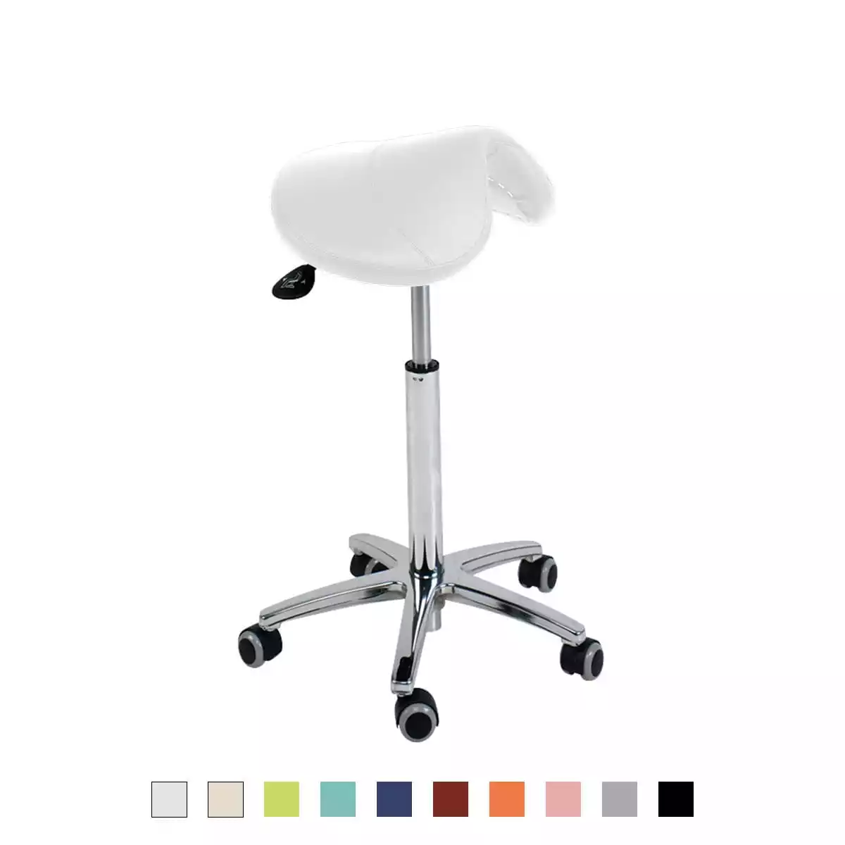  Roller stool with saddle seat