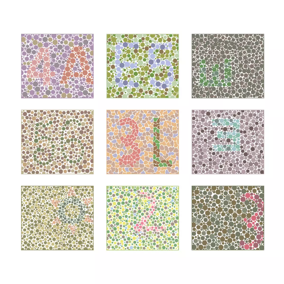  Color charts for Ishihara vision testing