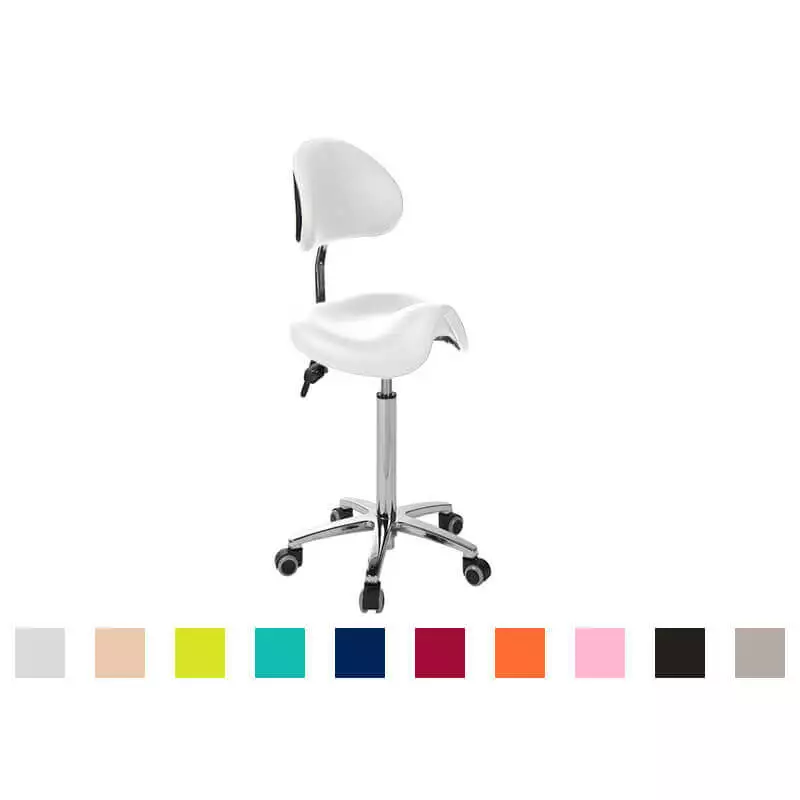  Roller stool with derby seat and backrest