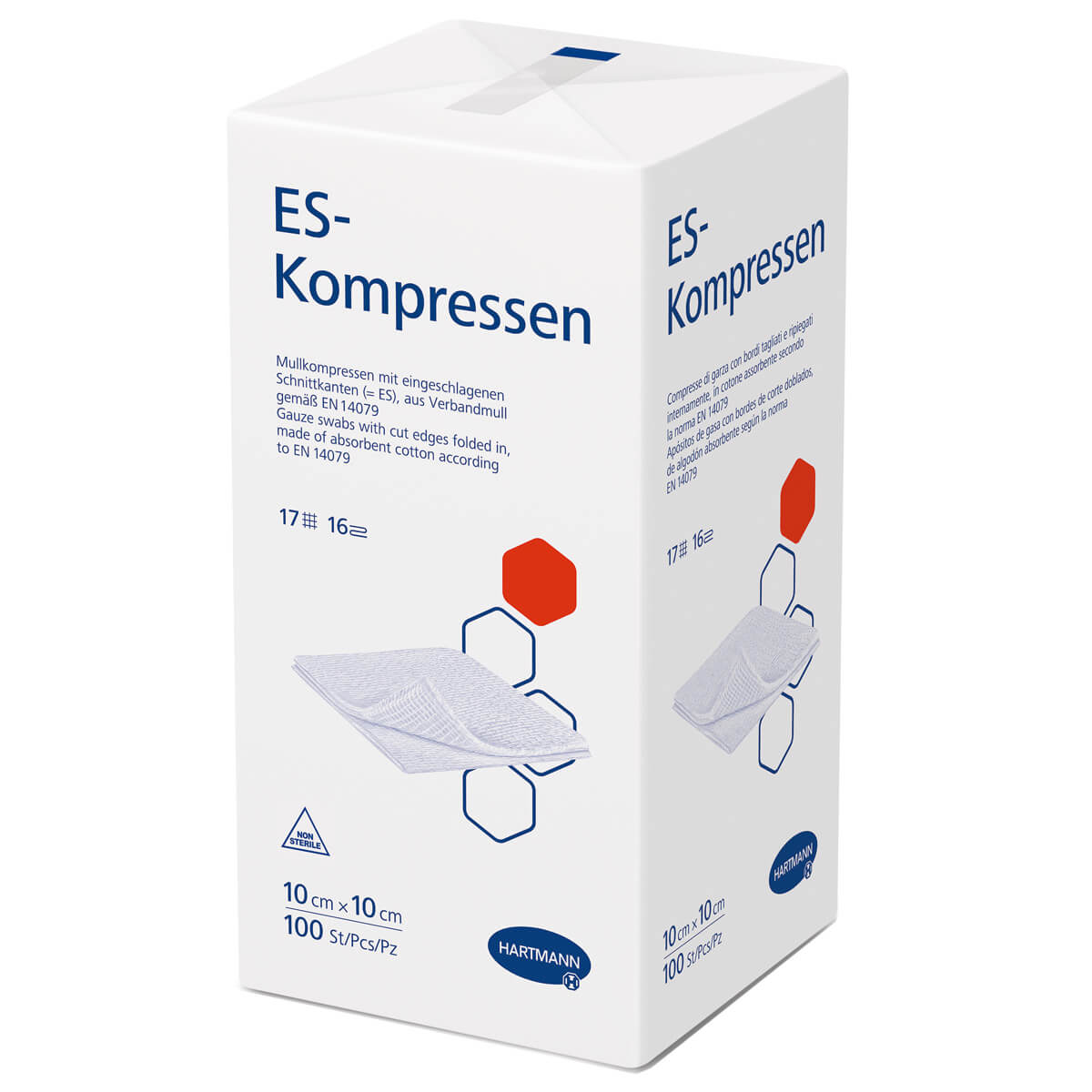 Buy HARTMANN ES compresses non-sterile 10 x 10 cm, 16-fold online