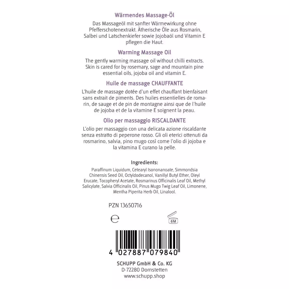  Warming massage oil