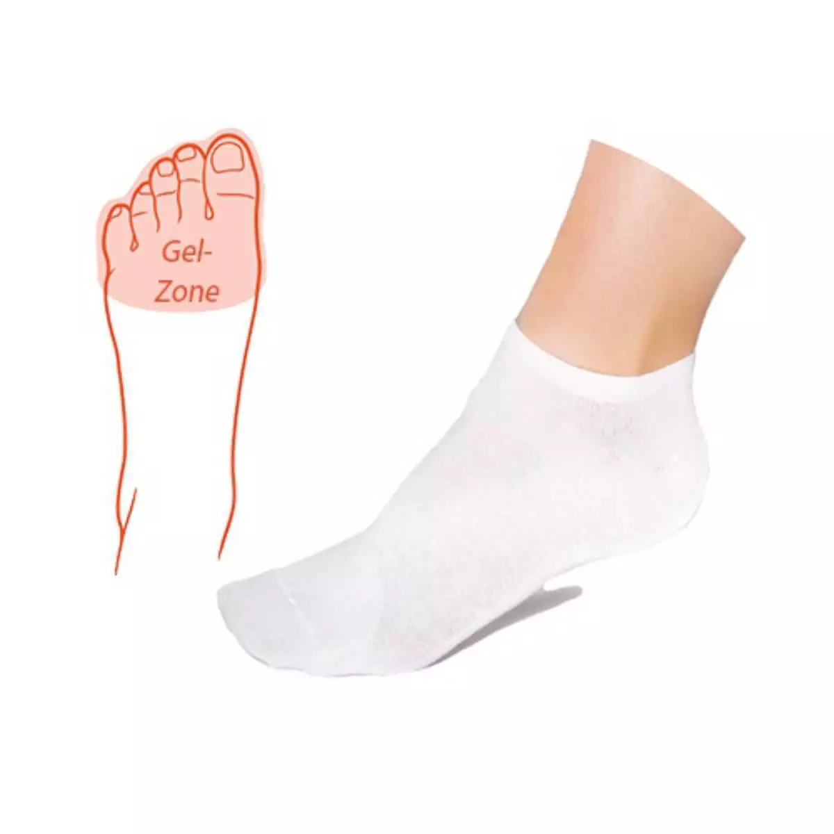 Socks with integrated toe gel zone  Socks with integrated toe gel zone
