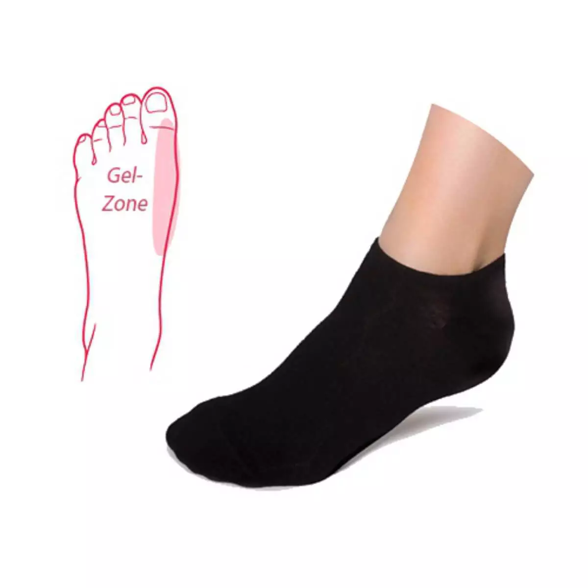 Socks with integrated hallux gel zone