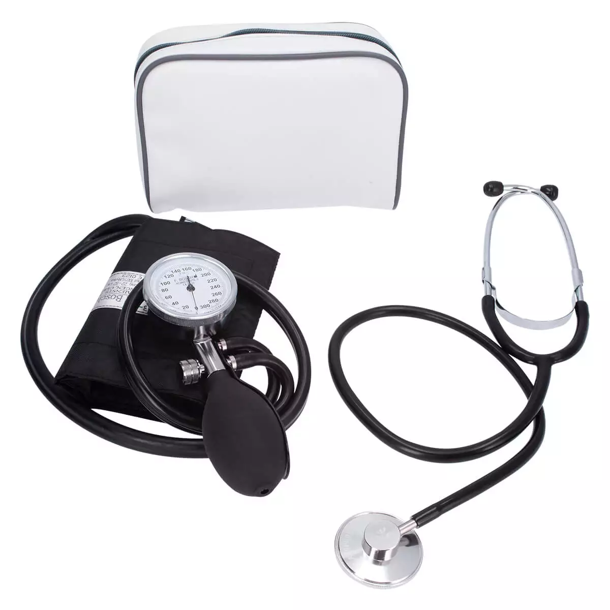 Set with blood pressure monitor and flat stethoscope Set with blood pressure monitor and flat stethoscope