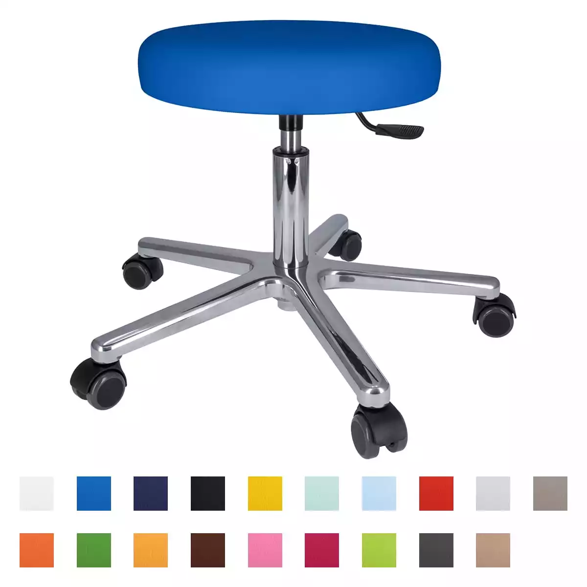  Swivel roll stool with aluminum base