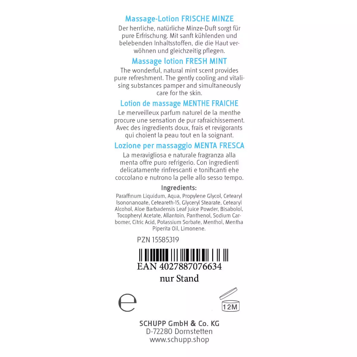 Massage lotion fresh mint