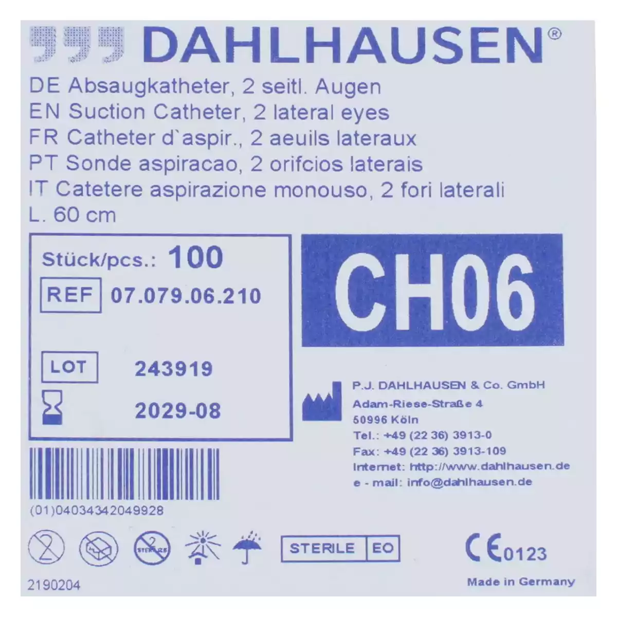  Standard suction catheters 60 cm