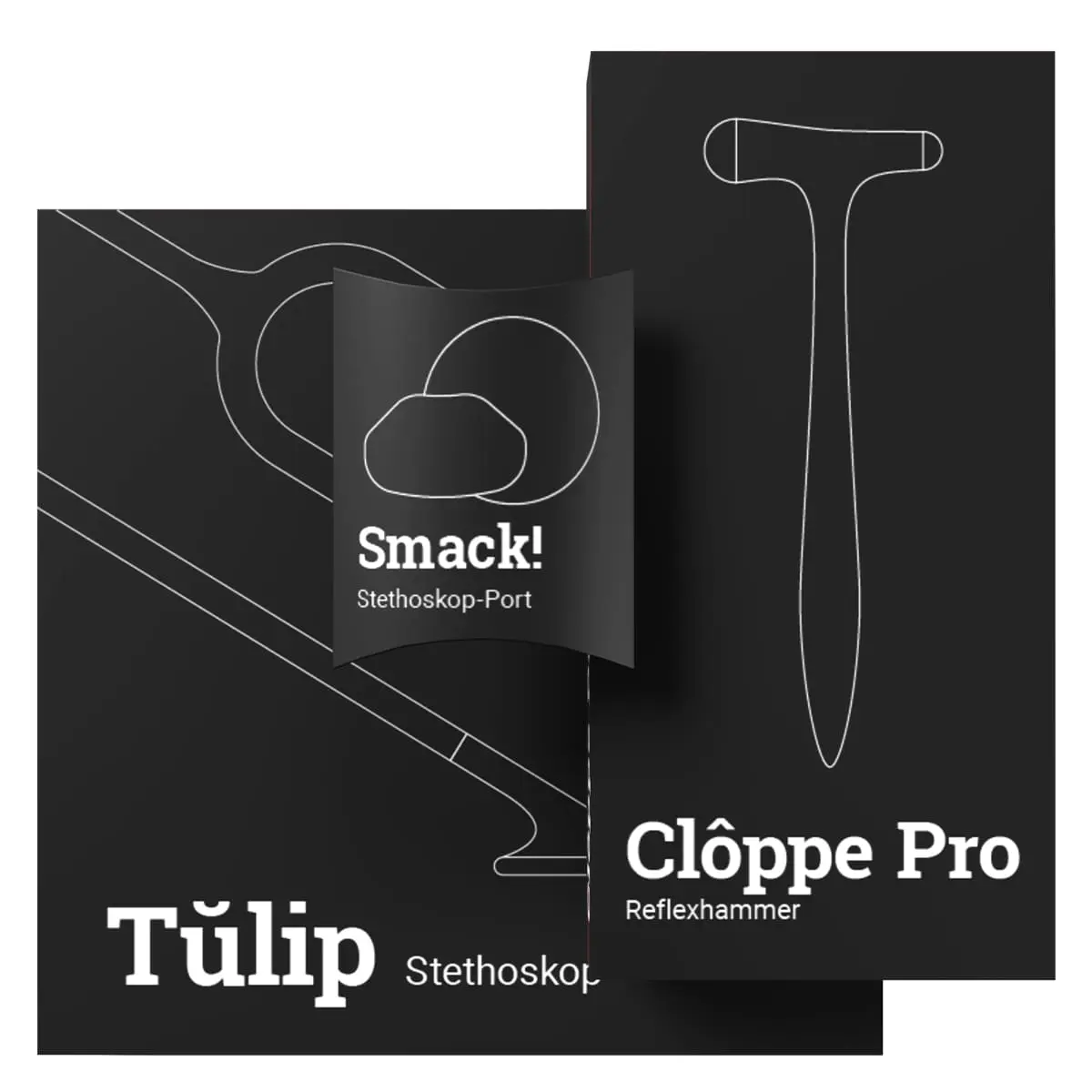 Value bundle: Tŭlip stethoscope + Clôppe Pro reflex hammer + Smack name tag